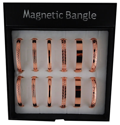 Magnetic Wrist Bangles Copper (6 Designs) Display of 12