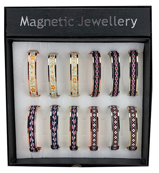Magnetic Wrist Bangles Patterned Display of 12