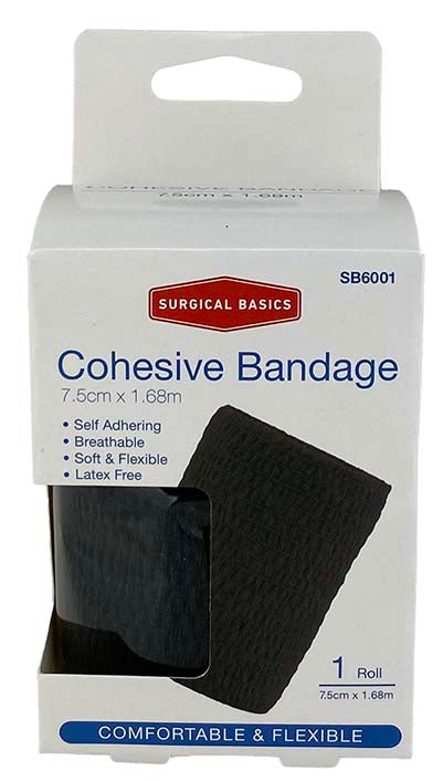 Surgical Basics Cohesive Bandage Black 7.5cmx1.68m