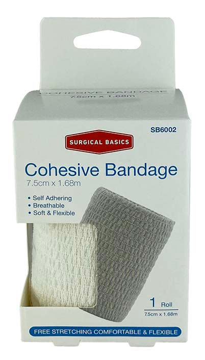Surgical Basics Self Adherant Cohesive Bandage White (7.5cmx1.68m Unstretched)