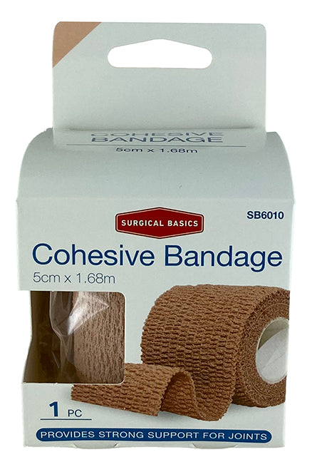 Surgical Basics Cohesive Bandage Tan (5cm X 1.68m Unstretched – 5cm X 3.8m Stretched)