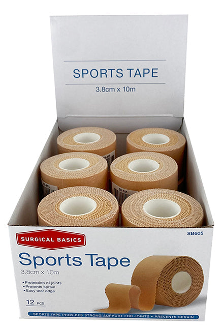 Surgical Basics Sport Tapes Tan (3.8cm X 10m) Display of 12