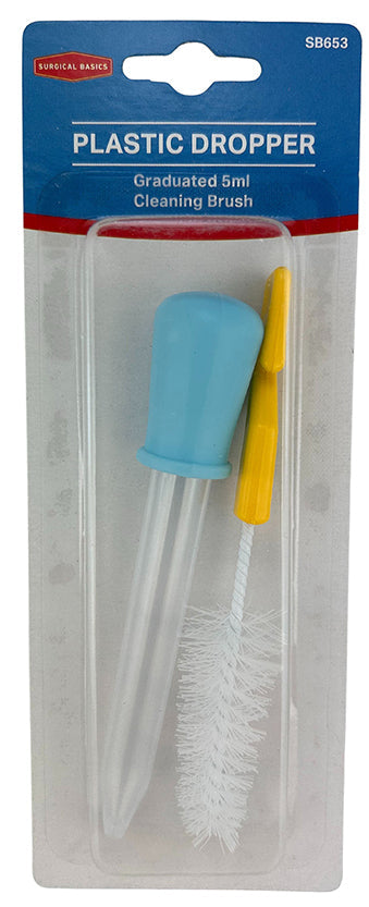 Surgical Basics 5ml Plastic Dropper Graduated with Cleaning Brush