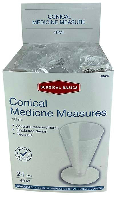 Surgical Basics Conical Medicine Measure 40ml Display of 24