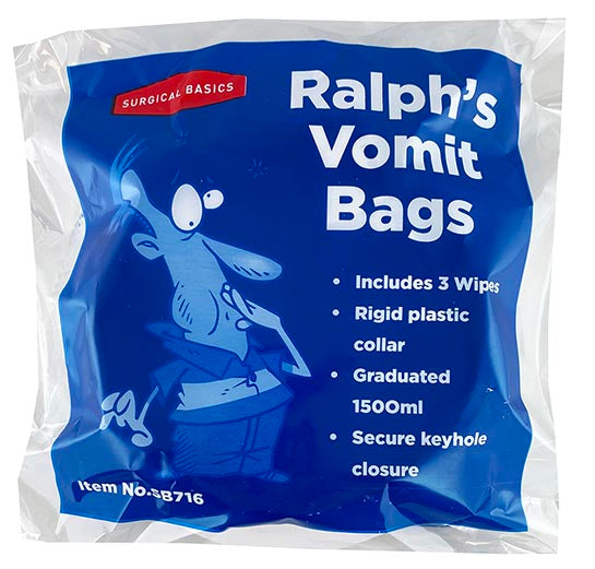 Vomit Bag Plastic With Ring (6pks of 3)