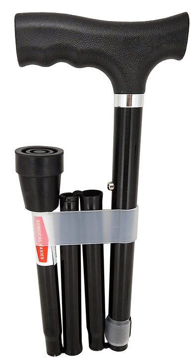 Surgical Basics Walking Stick Black Folding Adjustable 83-95cm