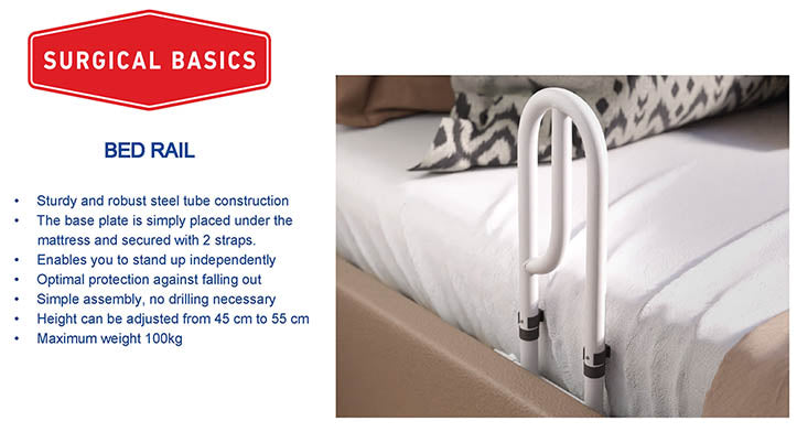 Surgical Basics Bed Rail Adj W/straps 45-55cm