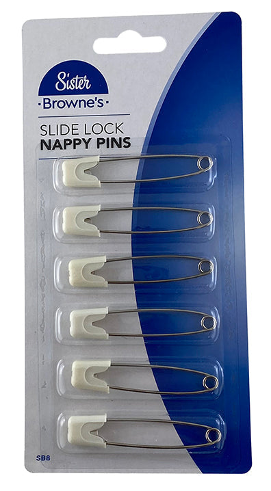 Sister Browne Nappy Pins 6 Per Card