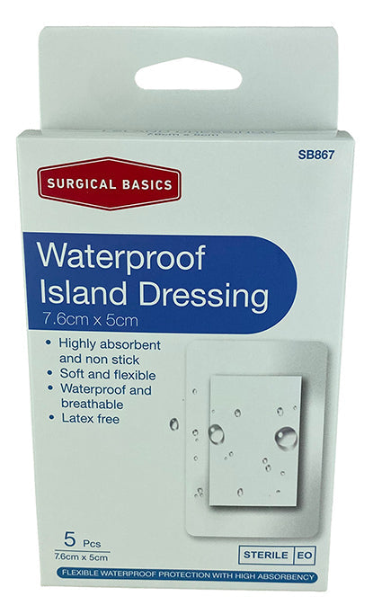 Surgical Basics Waterproof Dressing 7.6 X 5cm 5 Pack