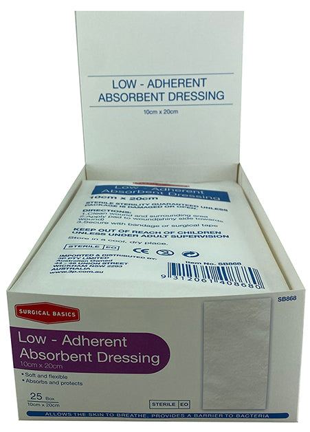 Surgical Basics Low Adherent Dressings 10 X 20cm Display of 25