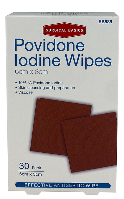 Surgical Basics Povidone Iodine Wipes 6cm X 3cm Pack Of 30