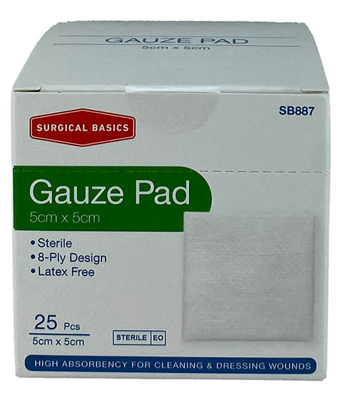 Surgical Basics Sterile Gauze Pad 5 X 5cm Display of 25