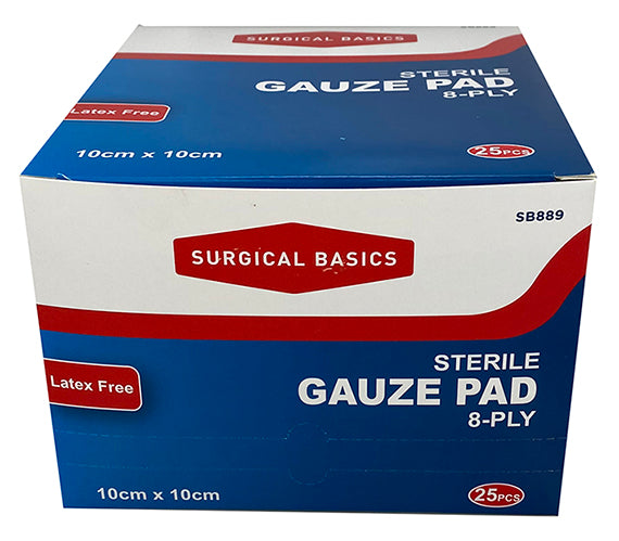 Surgical Basics Sterile Gauze Pad 8-ply 10cmx10Xm (25pcs)