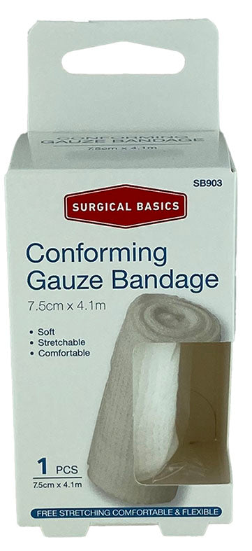Surgical Basics Conforming Gauze Bandage (7.5cm X 4.1m)