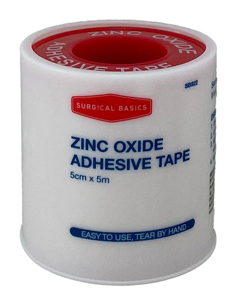 Surgical Basics Zinc Oxide Adhesive Tape 5cm X 5m With Plastic Case