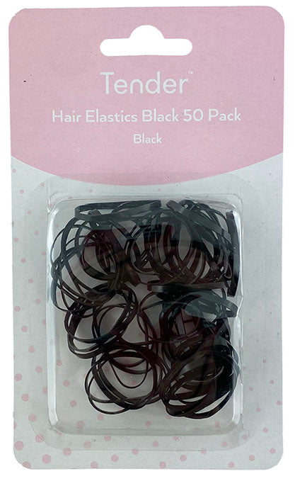 Tender No Tears Elastics Black 50 Pack
