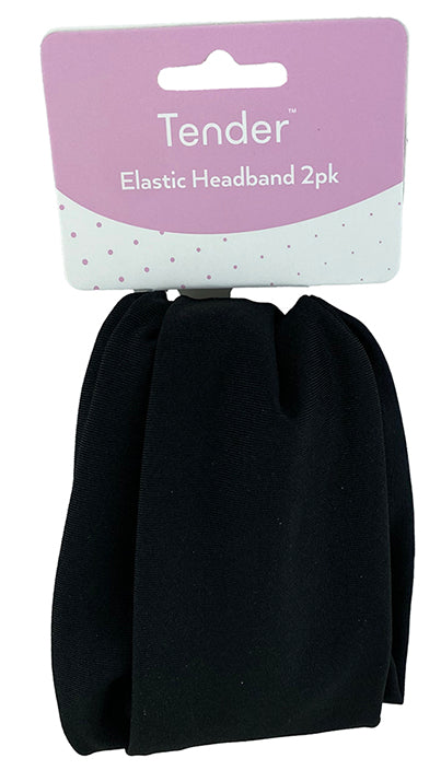 Tender Elastic Headband Black 2 Pack