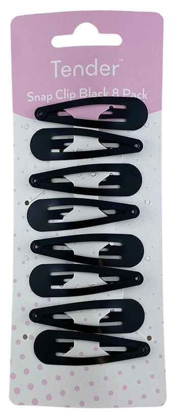 Tender Snap Clip Black 5cm 8 Pack