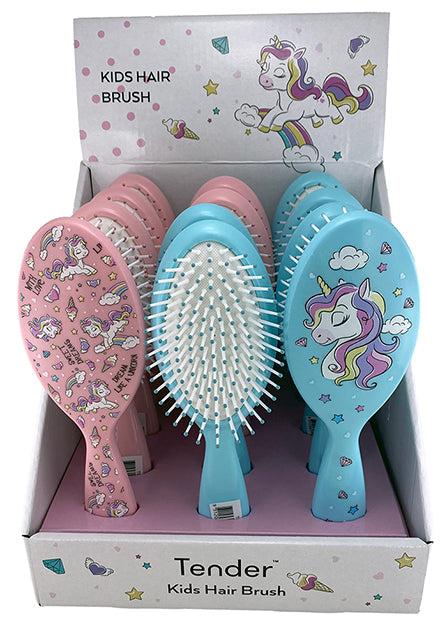 Tender Kids Hair Brush Unicorn Blue/Pink Display of 12