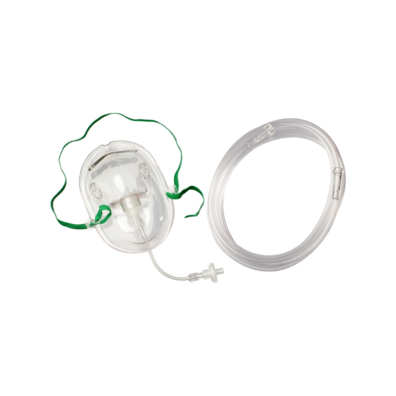 Capnography Mask - Elongated Shape Clear Mask with 10cm Extension CO2 Sample Line & Filter, 3m Clear Oxygen Tubing