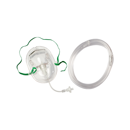 Capnography Mask - Elongated Shape Clear Mask with 10cm Extension CO2 Sample Line & Filter, 3m Clear Oxygen Tubing