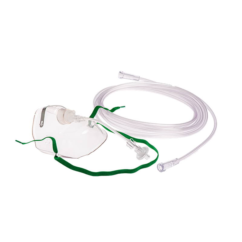 Capnography Cut-Down Mask - CO2 Sample Line Outlet, Filter, 3m Clear Oxygen Tubing