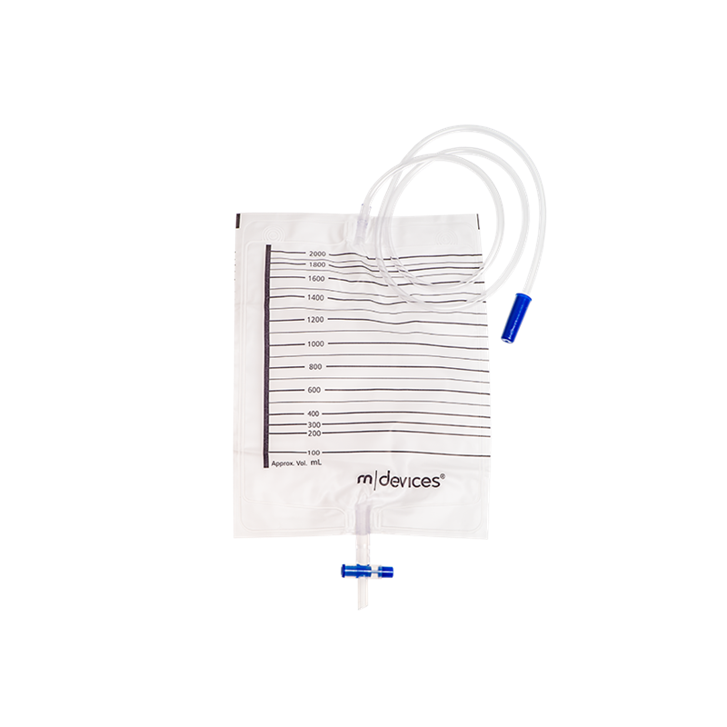 Urine Bag -2000mL T-Tap Non-Return Valve 120cm Clear Tubing Sample Port