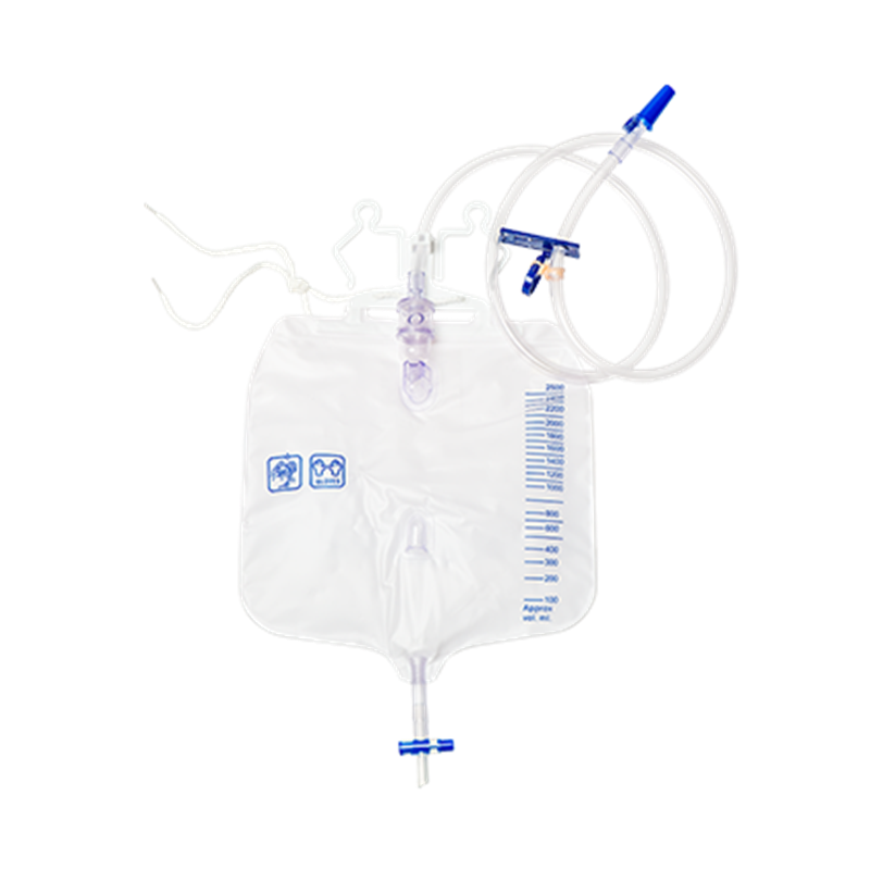 Hospital Urine Bag - 2500mL T-Tap Non-Return Valve Sample Port Hanger 120cm Tubing