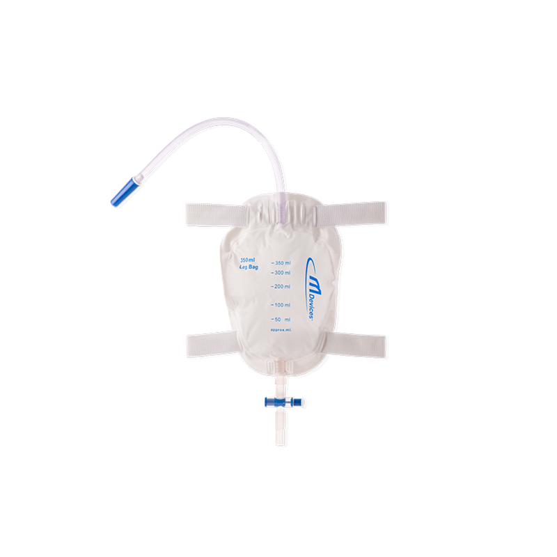 Leg Bag - T-TAP Non-Return Valve 30cm Long Tube with Bonded Step Connector and Silicone Lined Straps, 350mL