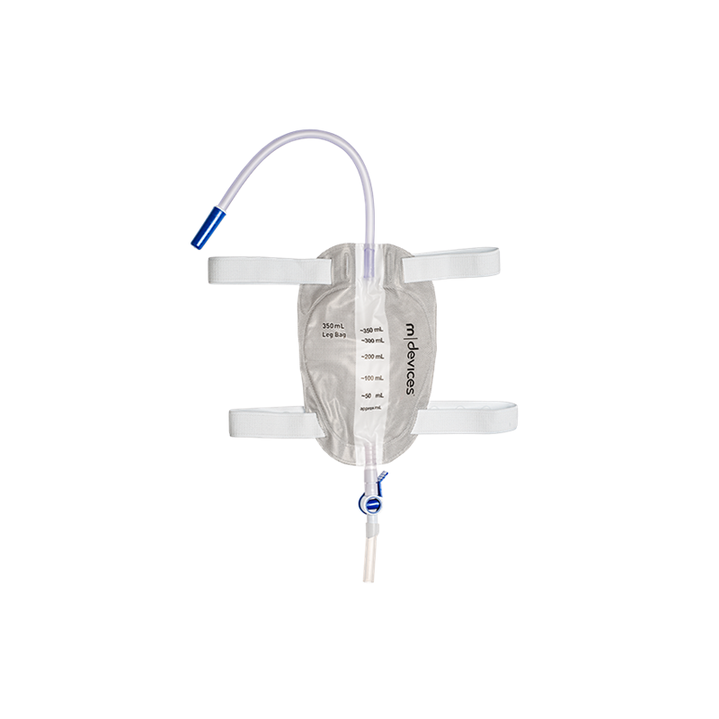 Leg Bag - Lever Tap Non-Return Valve 30cm Long Tube with Silicone Lined Straps and Fabric Fastener, 350mL